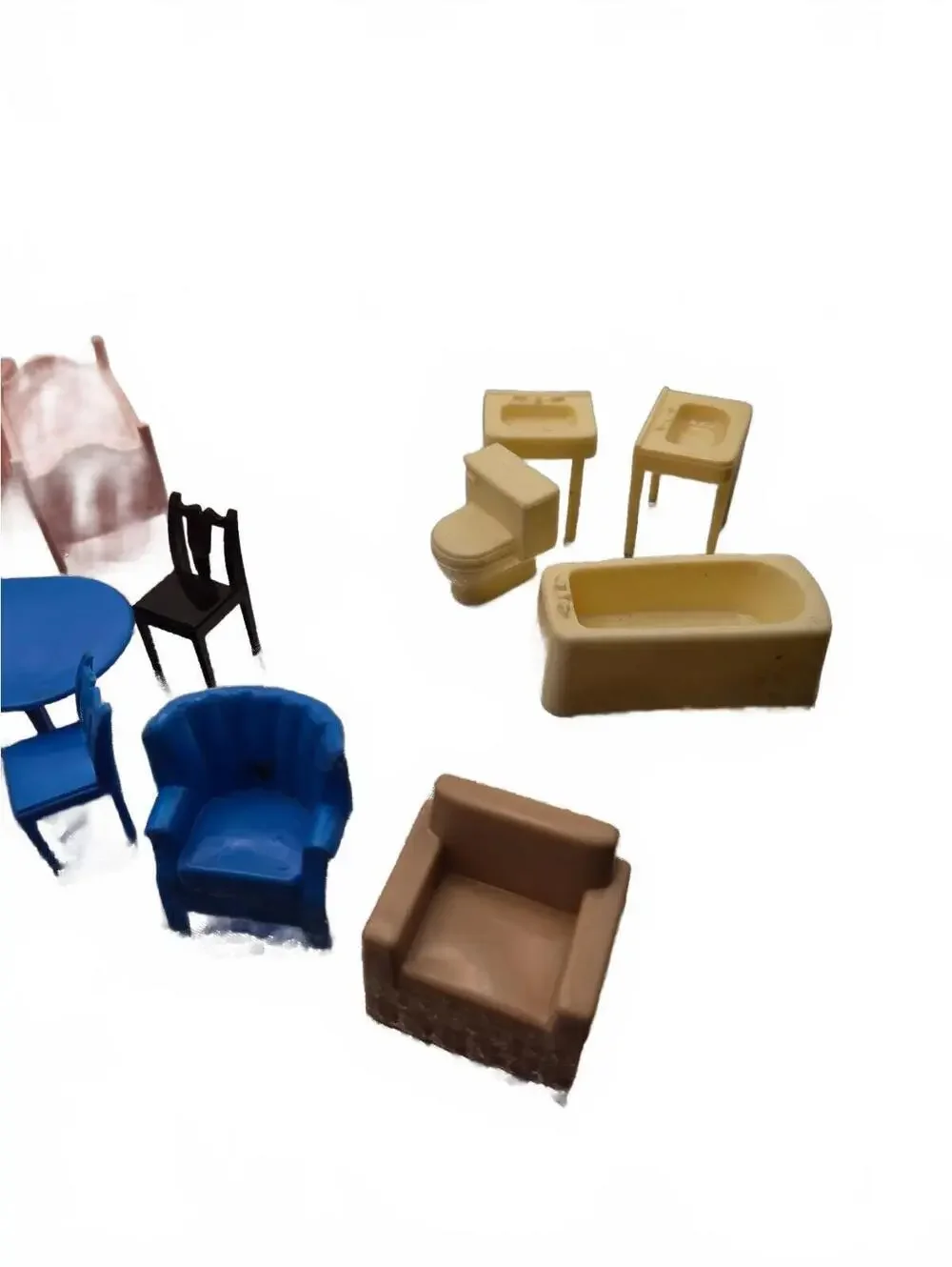Vtg Plastic Dollhouse Furniture Set for Marx Suburban Colonial dollhouse